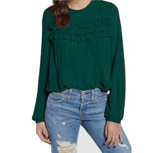 Endless Rose Green Pleated Sheer Blouse